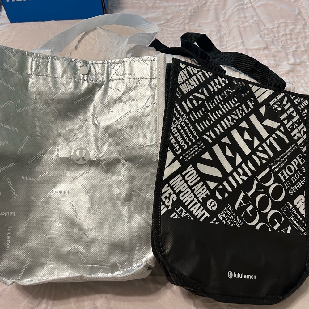 lululemon athletica Silver and Black Tote Bags